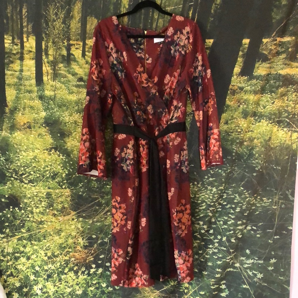 ASOS curve dark floral wrap dress